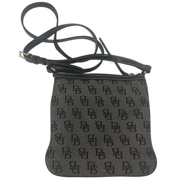 DOONEY & BOURKE Black Grey Canvas Logo Signature Crossbody Handbag - Picture 4 of 7